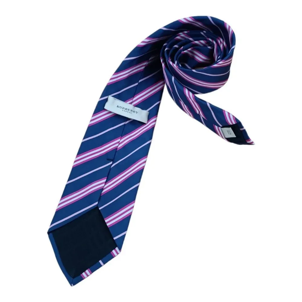 BURBERRY Blue Striped Silk Tie ITALY 60
